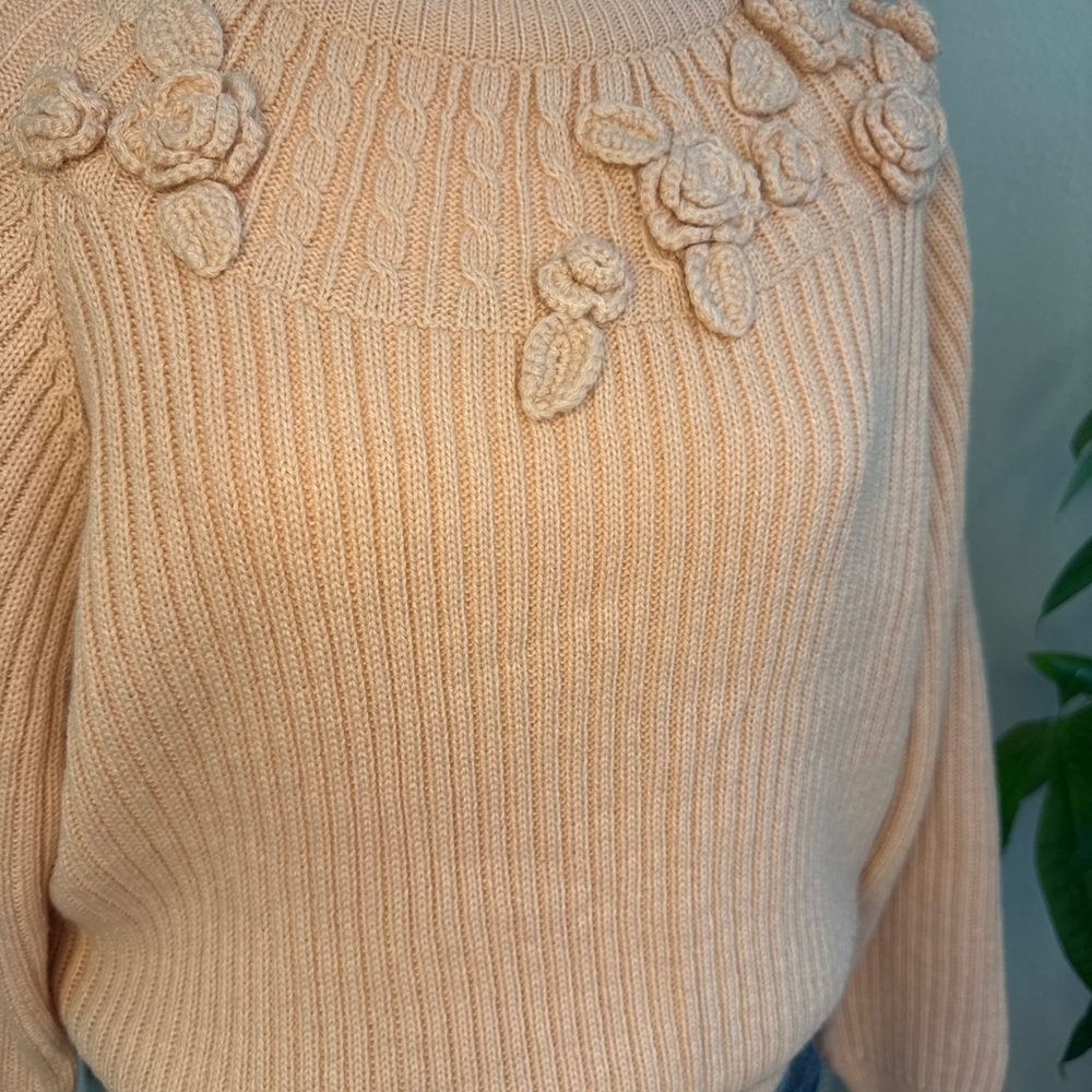 Together Soft Pink Knit Sweater with Floral Accents - Picture 6 of 11